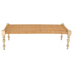 Vintage Midcentury Woven Jute Bench