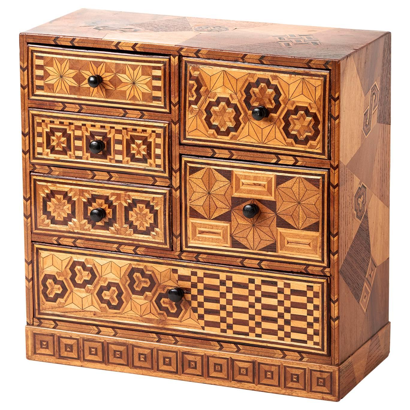 Miniature Victorian Marquetry Chest of Drawers