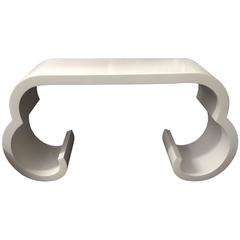 White Lacquered Scroll Console in the Manner of Karl Springer 3