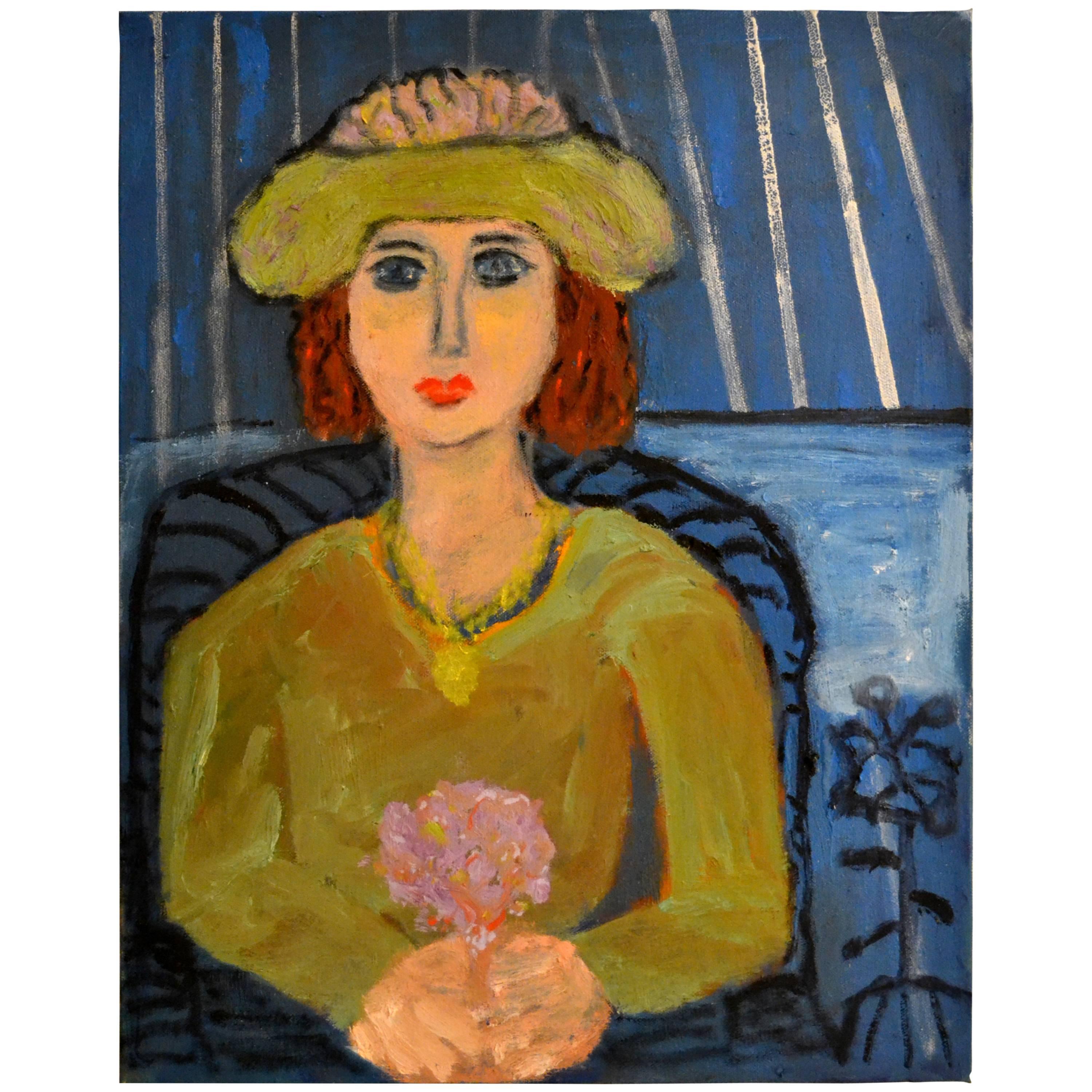 Expressionist Portrait of a Female with Posies by JoAnne Fleming