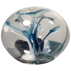 Retro Beautiful Handblown Glass Sculpture Titled, "Ocean Storm, " by Peter Bramhall