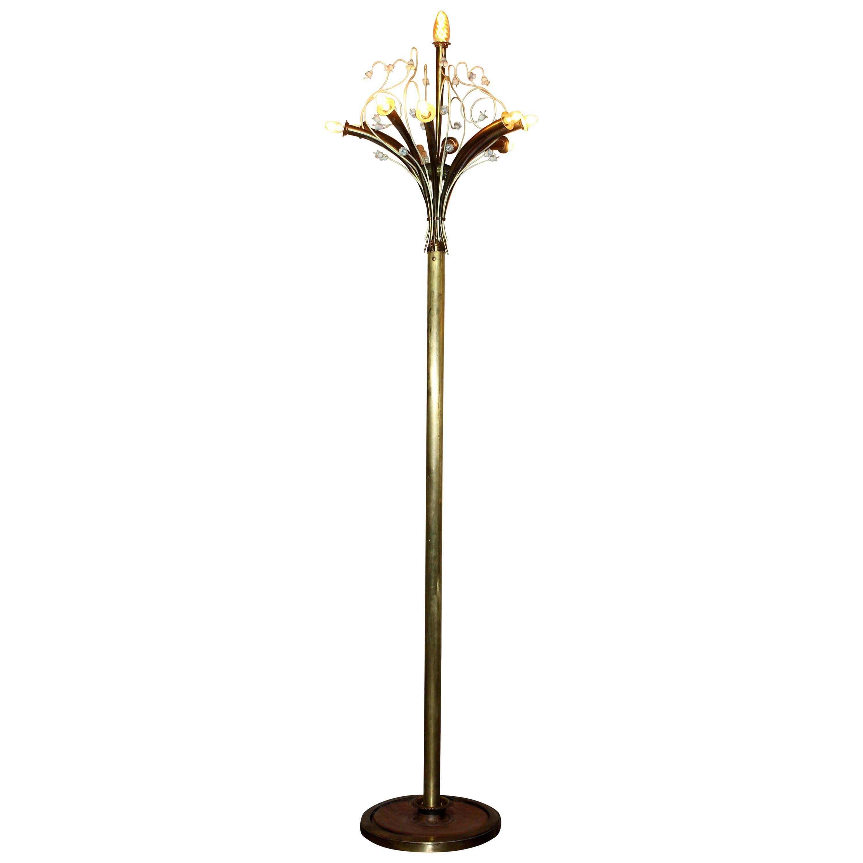 Italian Brass Floor Lamp For Sale