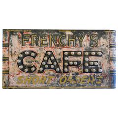 Vintage Frenchy's Cafe Short Orders Metal Sign with Marquee Bulbs, a Piece of Americana