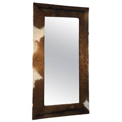Magnificent Wall Mirror with Cowhide Frame