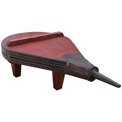 Unusual Vintage Three Legged Bellows Rustic Coffee Table