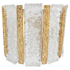 Mid-Century Modernist Sconce Gilt Brass and Glass by Kalmar, Austria, 1960s 9