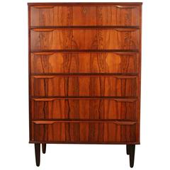 Vintage Danish Rosewood Six-Drawer Dresser