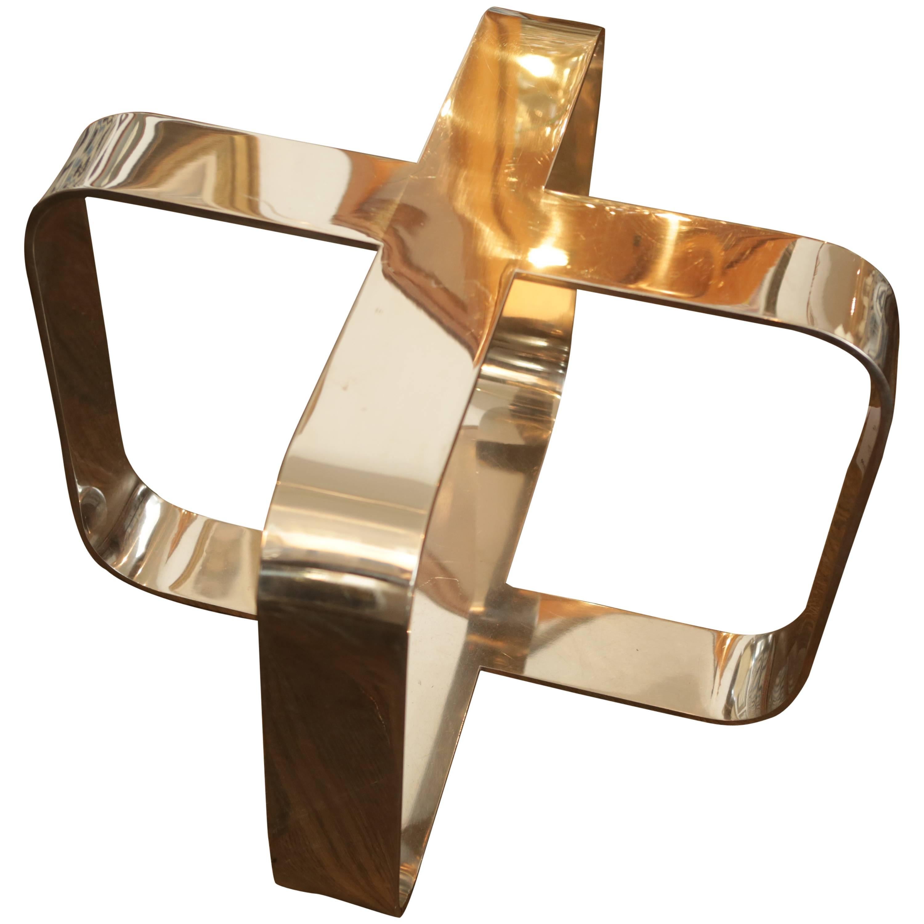 X-Shaped Chrome Mid-Century Coffee Table Base For Sale