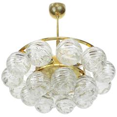 Stunning Snowball Ice Glass Pendant Chandelier by Doria, Germany, 1970s