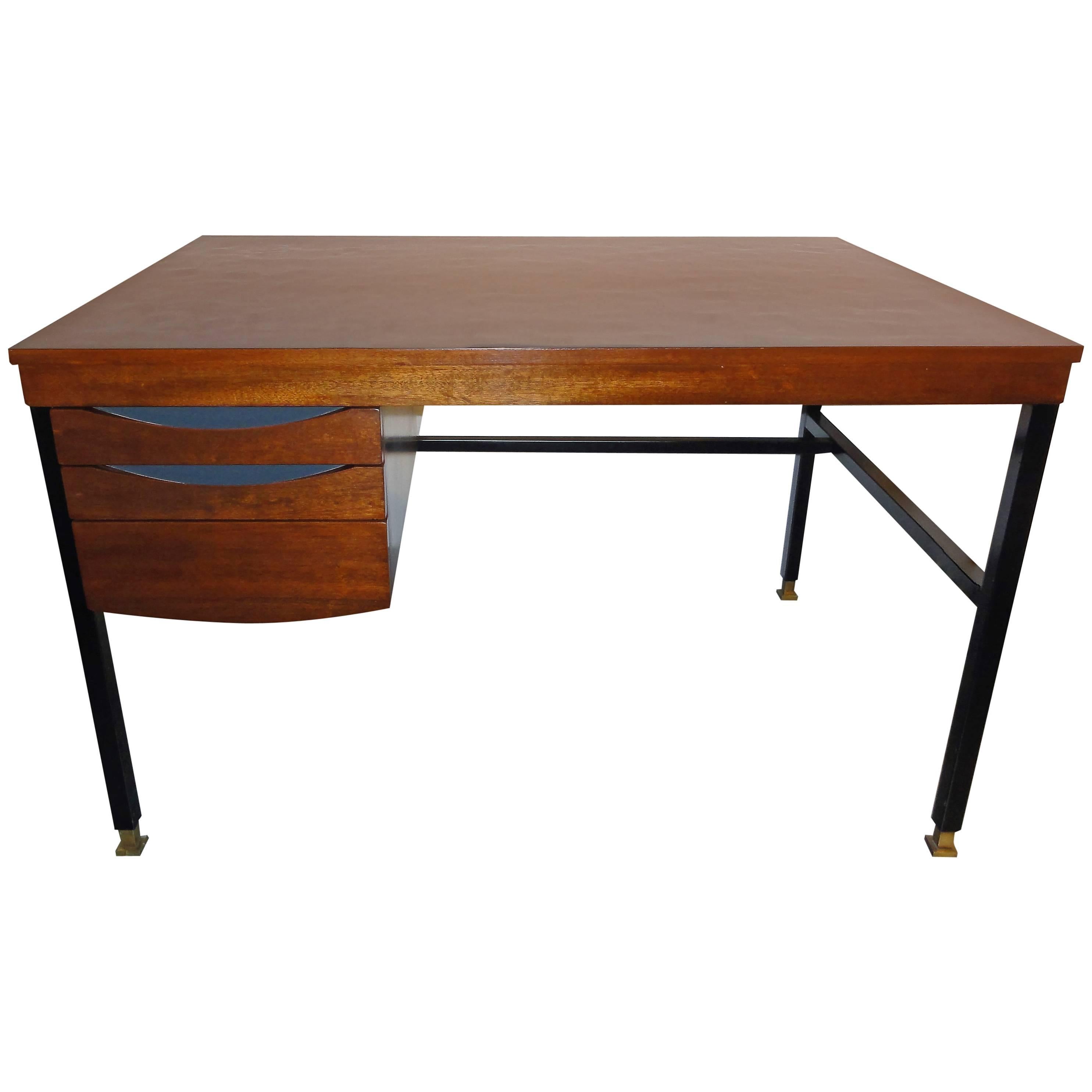 Pierre Guariche Mahogany Desk for Huchers Minvielle For Sale