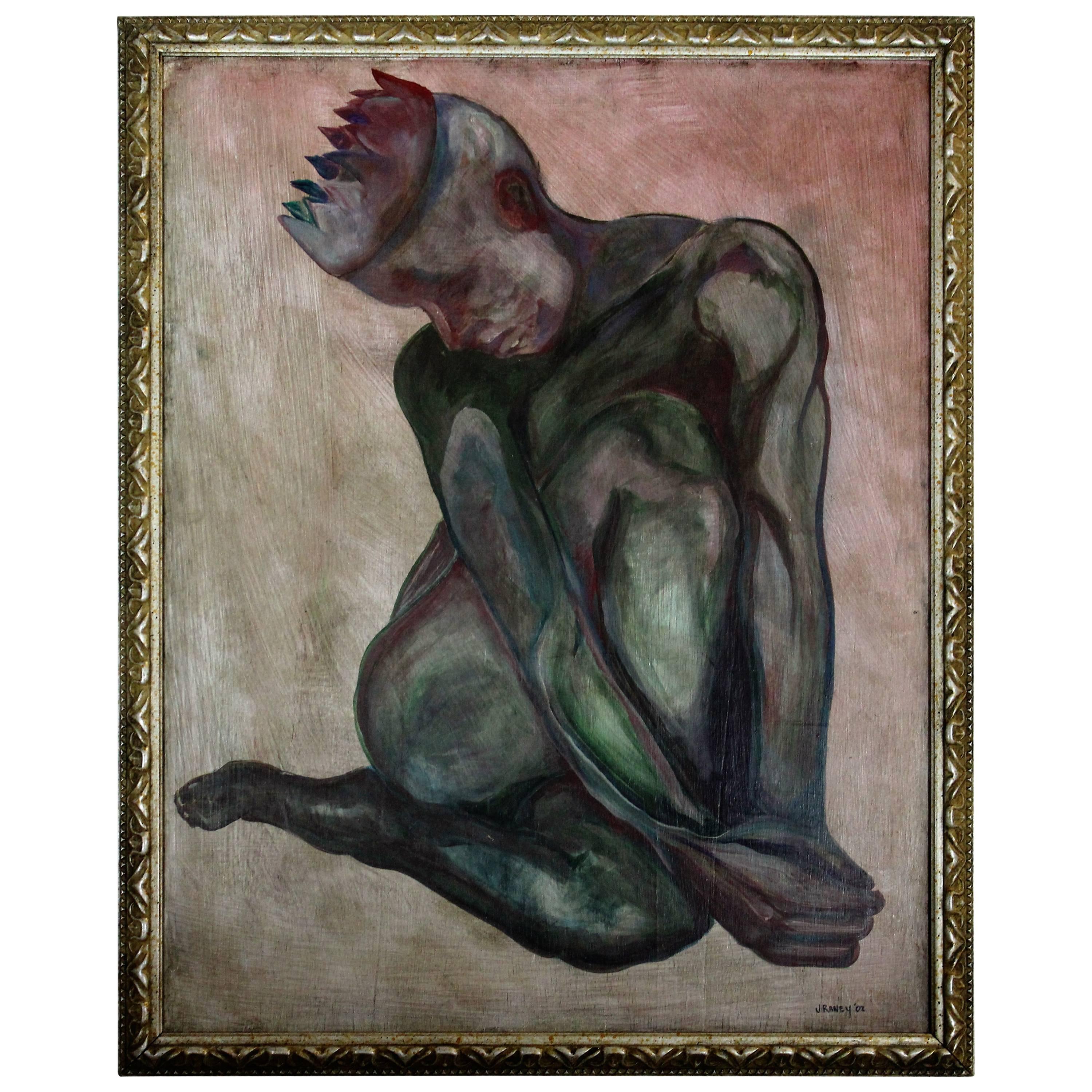 21st Century Oil on Panel "Man with Crown" by J. Raney For Sale