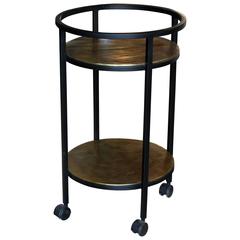 Two-Tiered Metal Framed Rolling Bar Cart