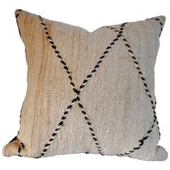 Vintage Custom Pillow Cut from a Hand-Loomed Wool Beni Ourain Moroccan Rug