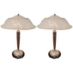 Pair of French Art Deco Table Lamps by Schneider 3