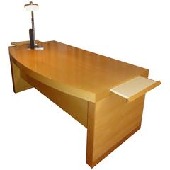 Birch Desk Attributed to Andree Putman and His Lamp