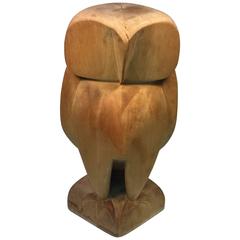 Impressive Abstract Modern Hardwood Owl Sculpture