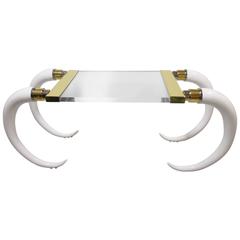 Faux Tusks Desk with Brass and Nickel Accents, 1970s