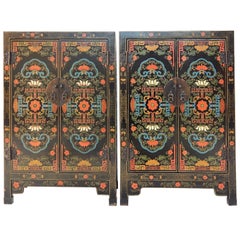 Art Nouveau Asian Wedding Cabinets with Detailed Polychrome Design
