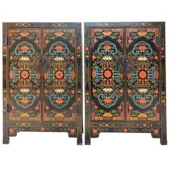 Art Nouveau Asian Wedding Cabinets with Detailed Polychrome Design 11