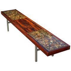 Scandinavian Table Bench in Rocks, Resin and Rosewood