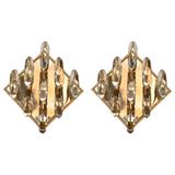 Pair of Crystal and Gold-Plated Brass Sconces by Stilkronen