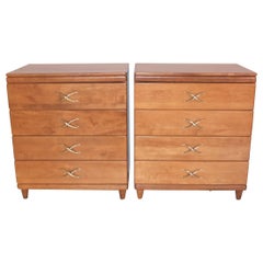 Retro Pair of Paul Frankl Four-Drawer Chests for Brown Saltman