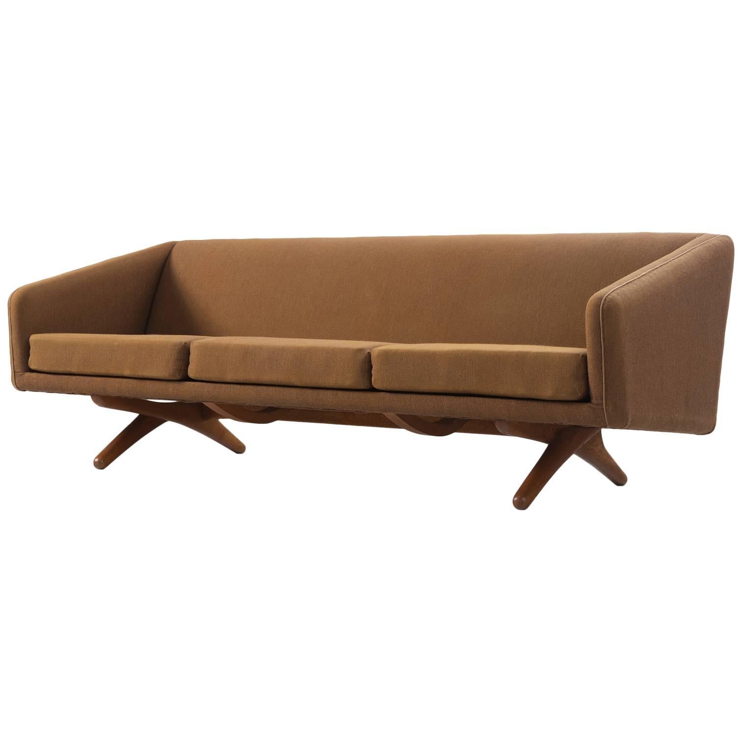 Illum Wikkelsø Three-Seat Sofa in Brown Fabric Upholstery