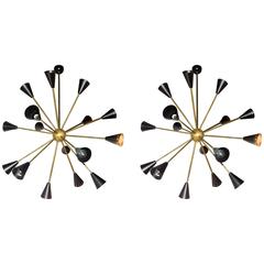 Beautiful Pair of Sputnik Chandelier in the Style of Stilnovo