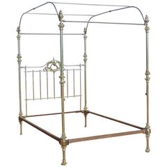 Antique Campaign Brass Four Poster Bed - M4P20