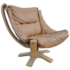 Mid-Century Retro Danish Skippers Mobler Beech and Leather Lounge Armchair