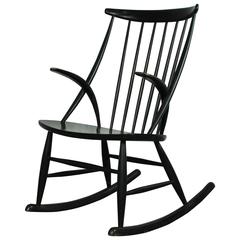 Vintage Danish Illum Wikkelso Wooden Rocking Chair