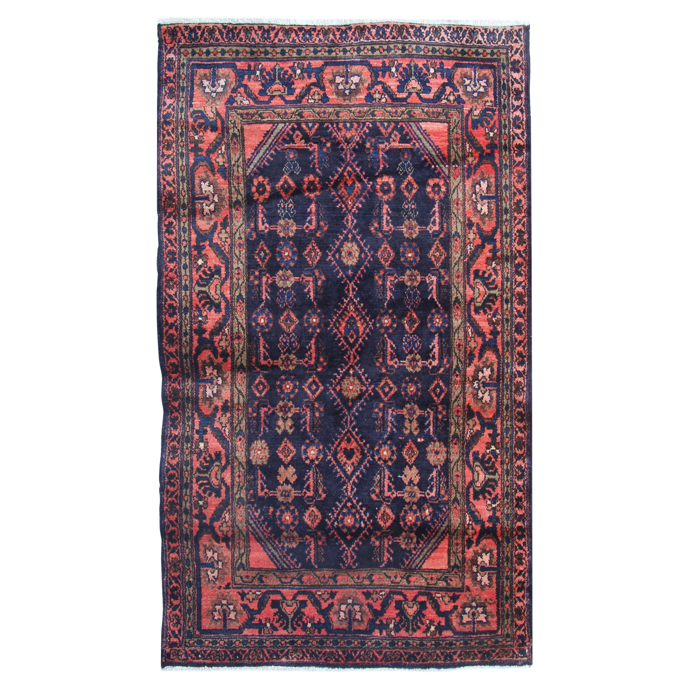 Vintage Tribal Rug, Handmade Oriental Wool Carpet Rug Geometric