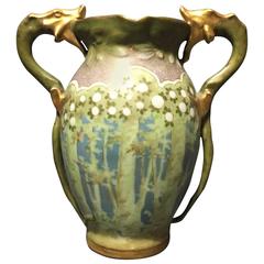 Amphora Ceramic Vase with Dragon Handles, Vienna, Austria, circa 1900