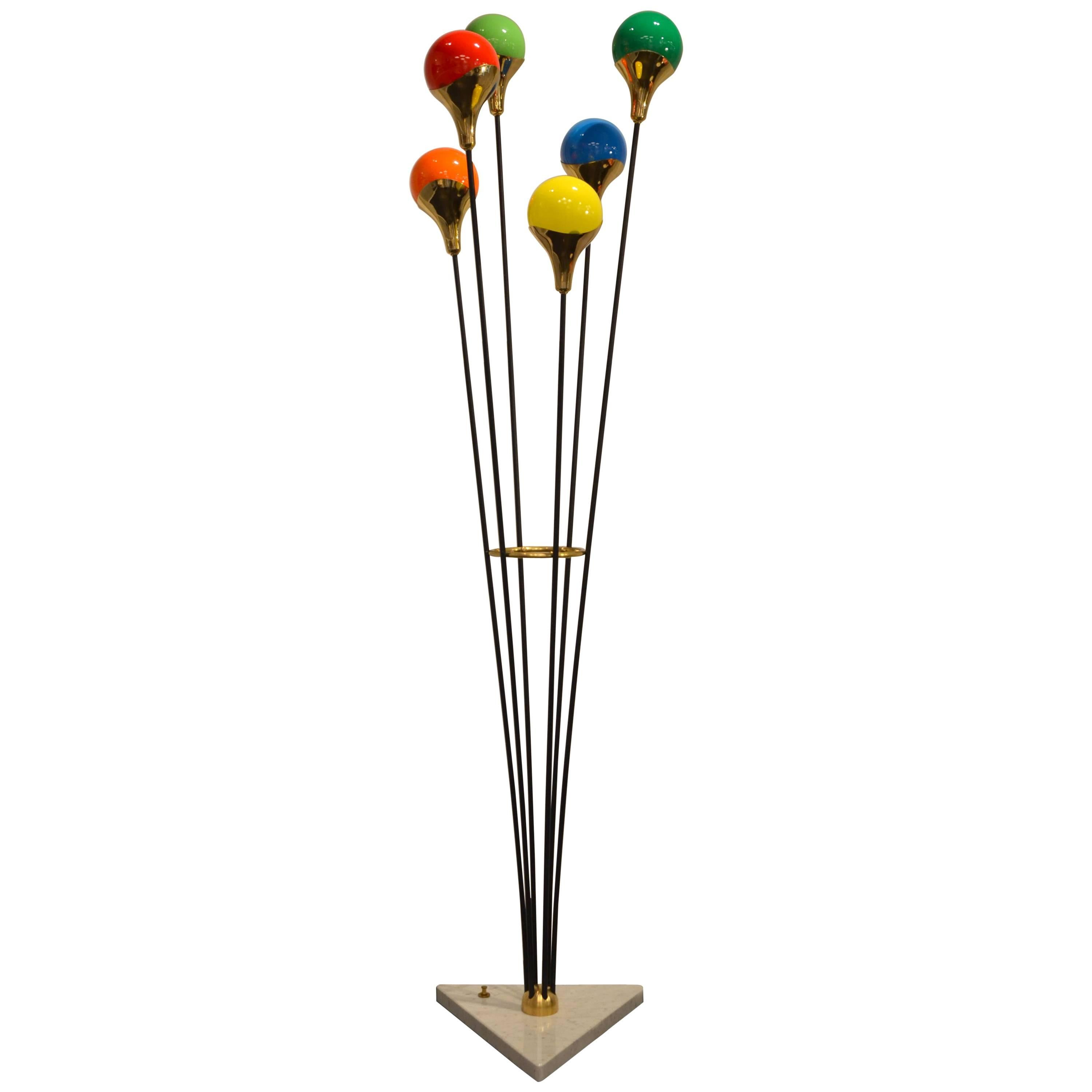 Italian Six colored Globes Floor Lamp 