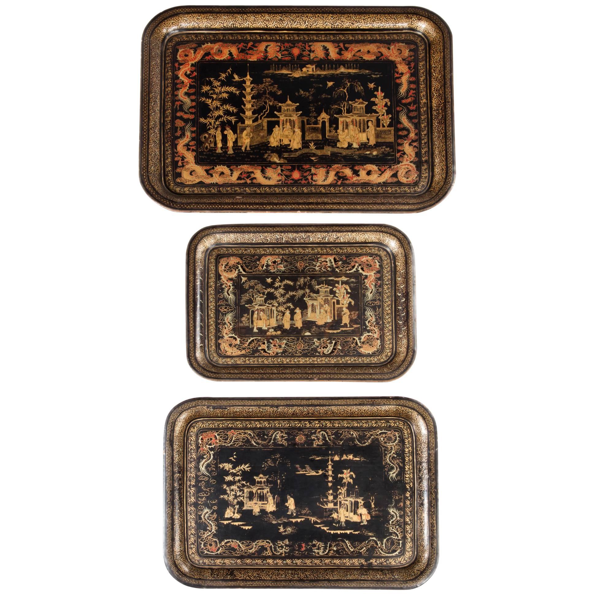 Set of Chinese Export Trays