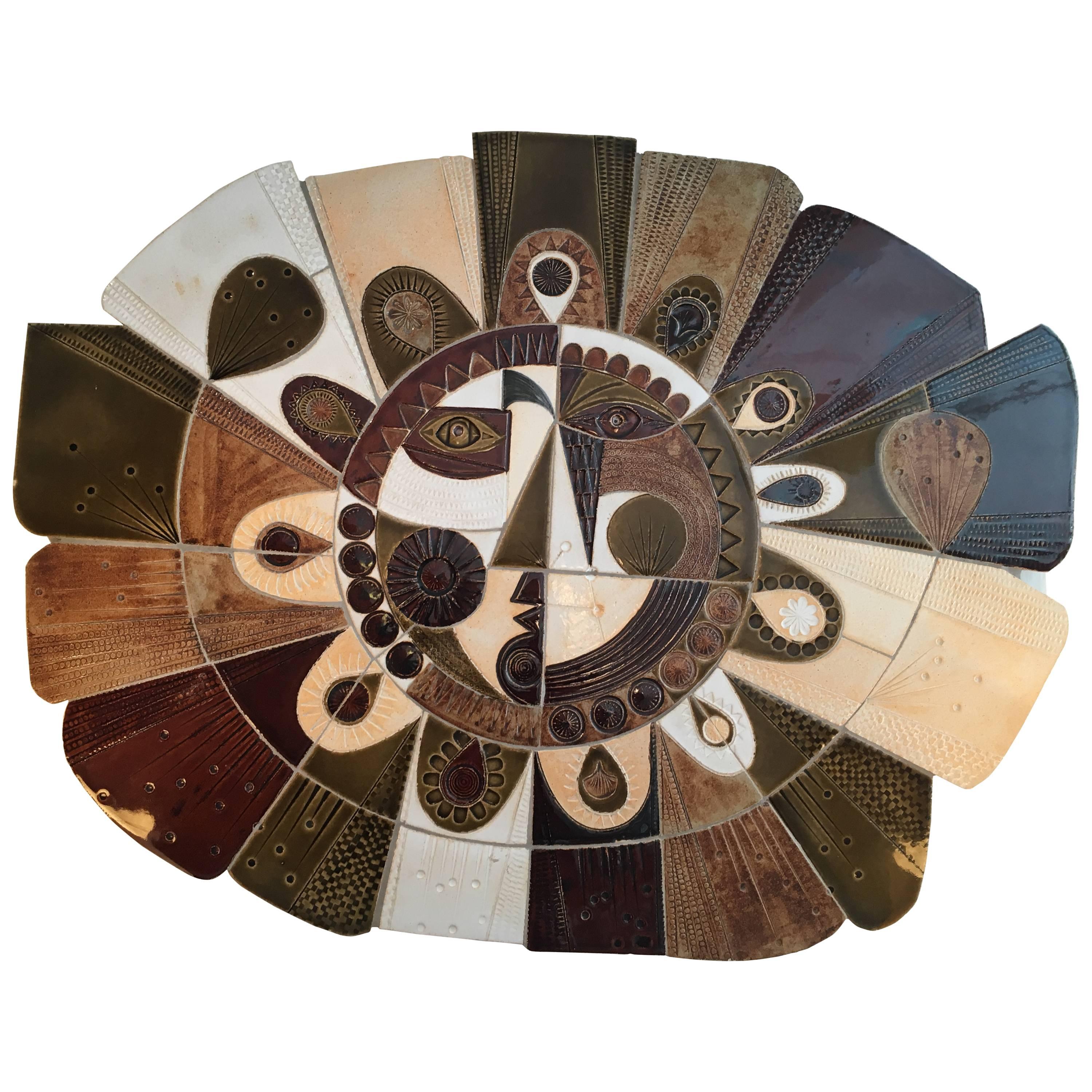 Rare sculpture murale "Soleil" de Roger Capron, France, circa 1970 en vente