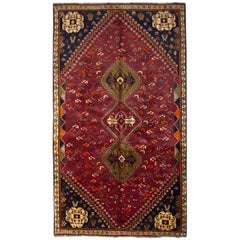 Vintage Rug, Handmade Wool Oriental Tribal Carpet Geometric Rug