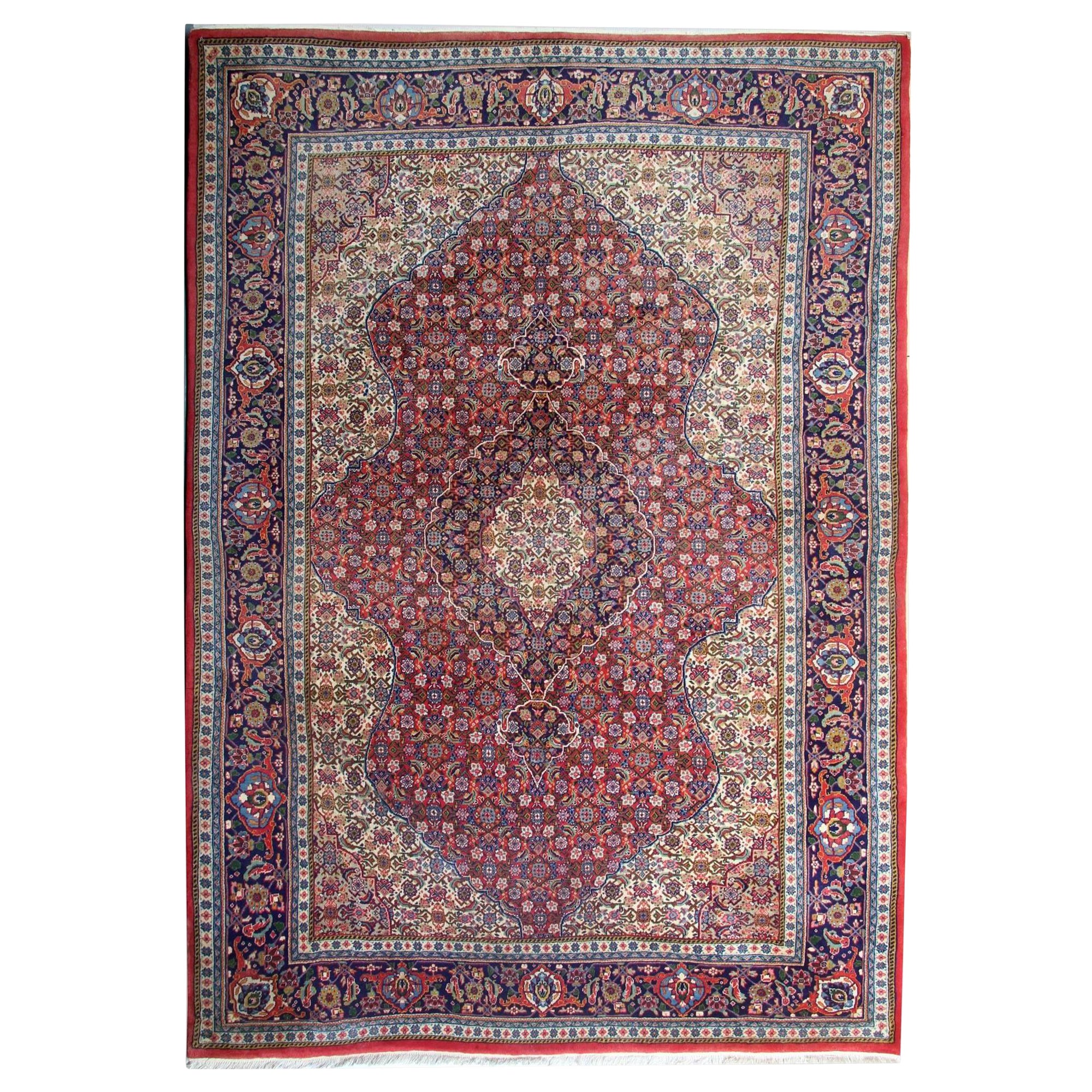 Geometrischer Teppich Wolle Orientalischer Handgefertigter Teppich Flächenteppich im Angebot