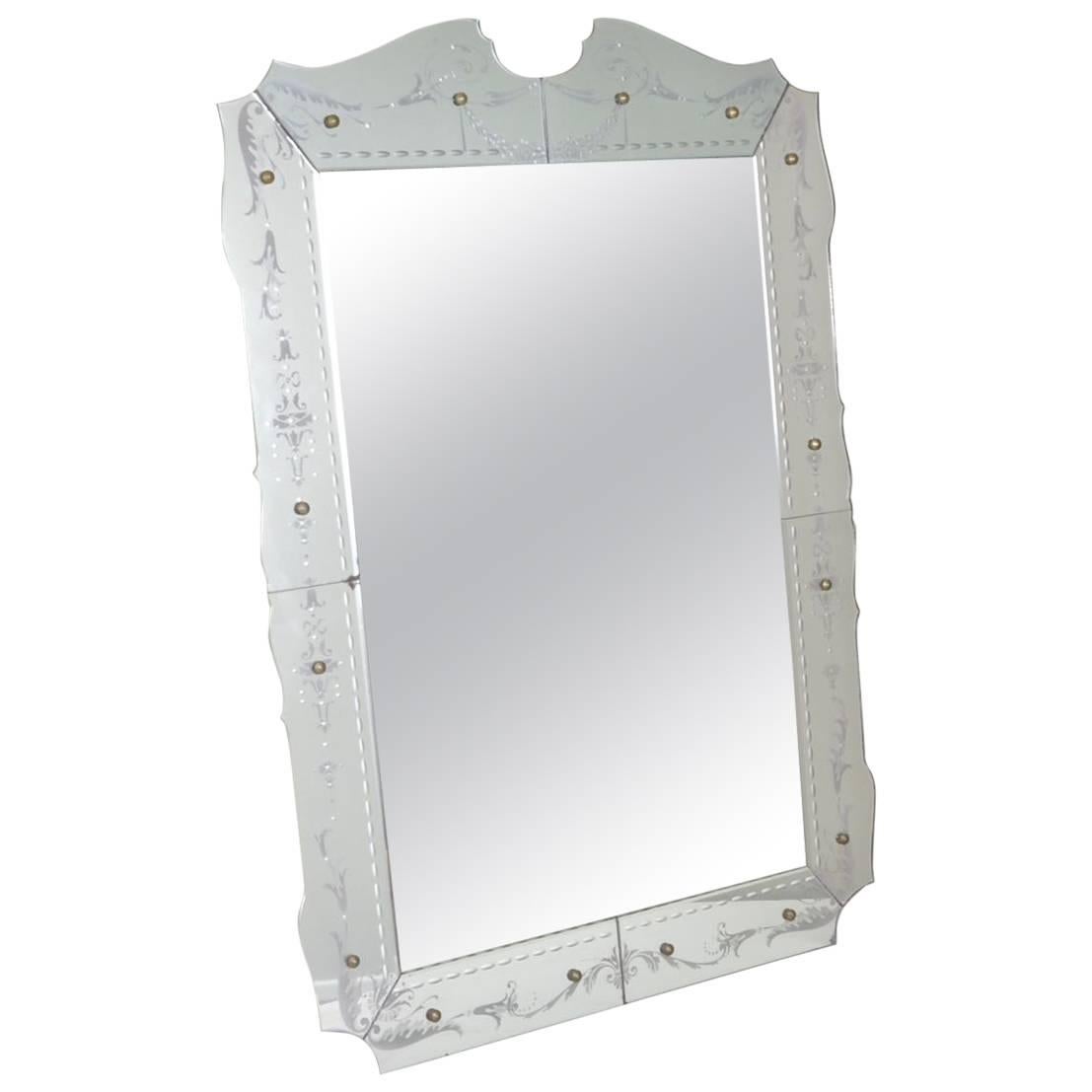 1940s Etched Venetian Mirror For Sale