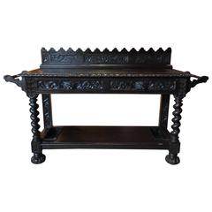 Antique Oak Hall Table Edwards & Roberts Green Man Victorian, Early 19th Century