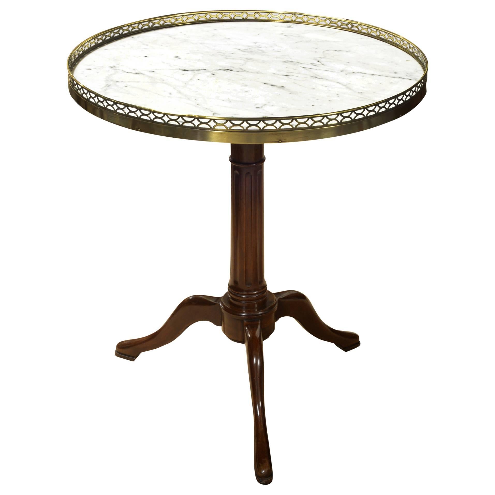 Circular French Gueridon Table with Marble Top