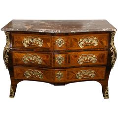 Elegant 18th Century Commode in Marquetry and Rare Inlaid Woods