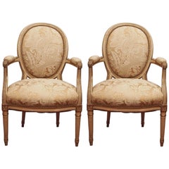 Pair of Louis XVI Oval Back Armchairs