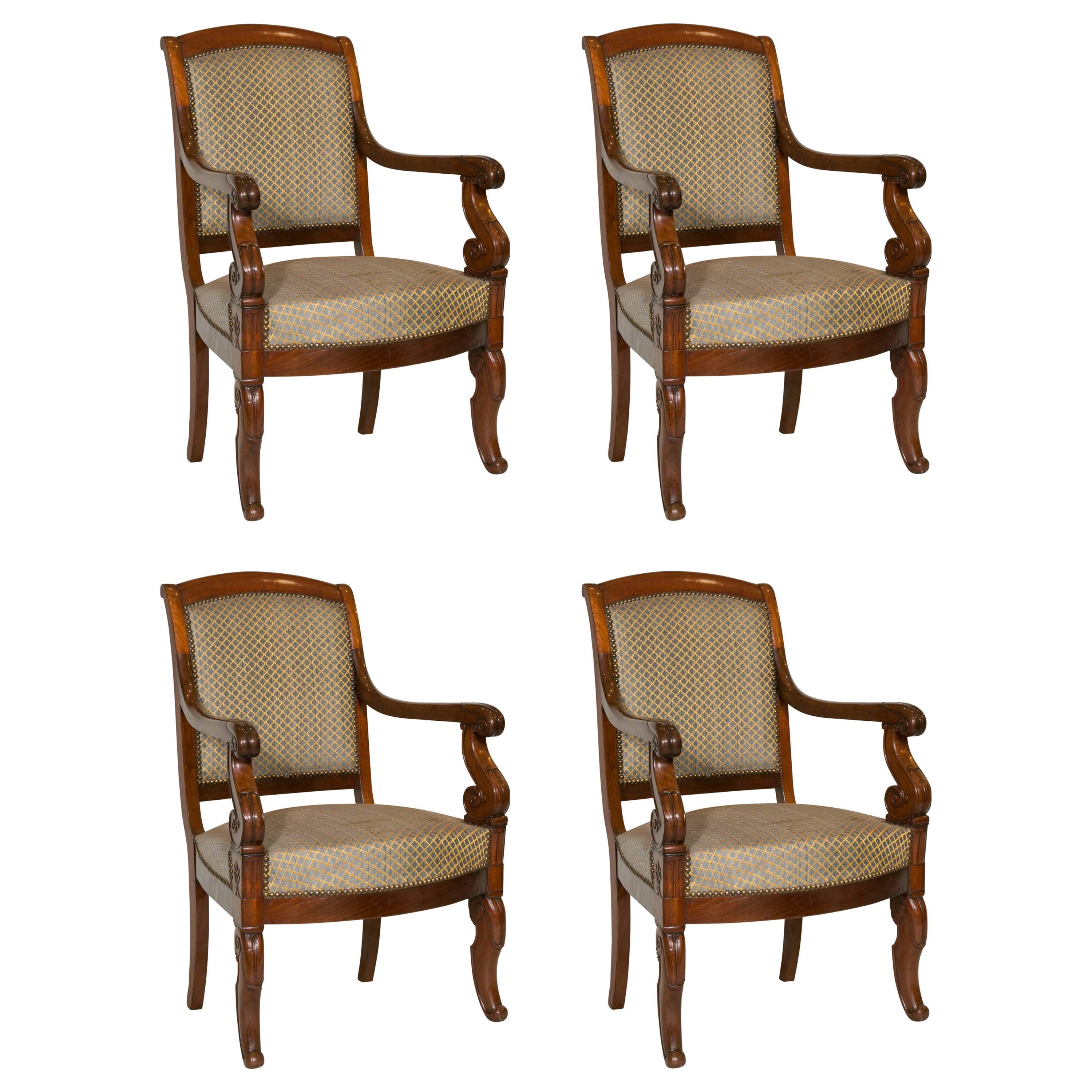 Suite of Four Armchairs from the Restauration Period, 19th Century