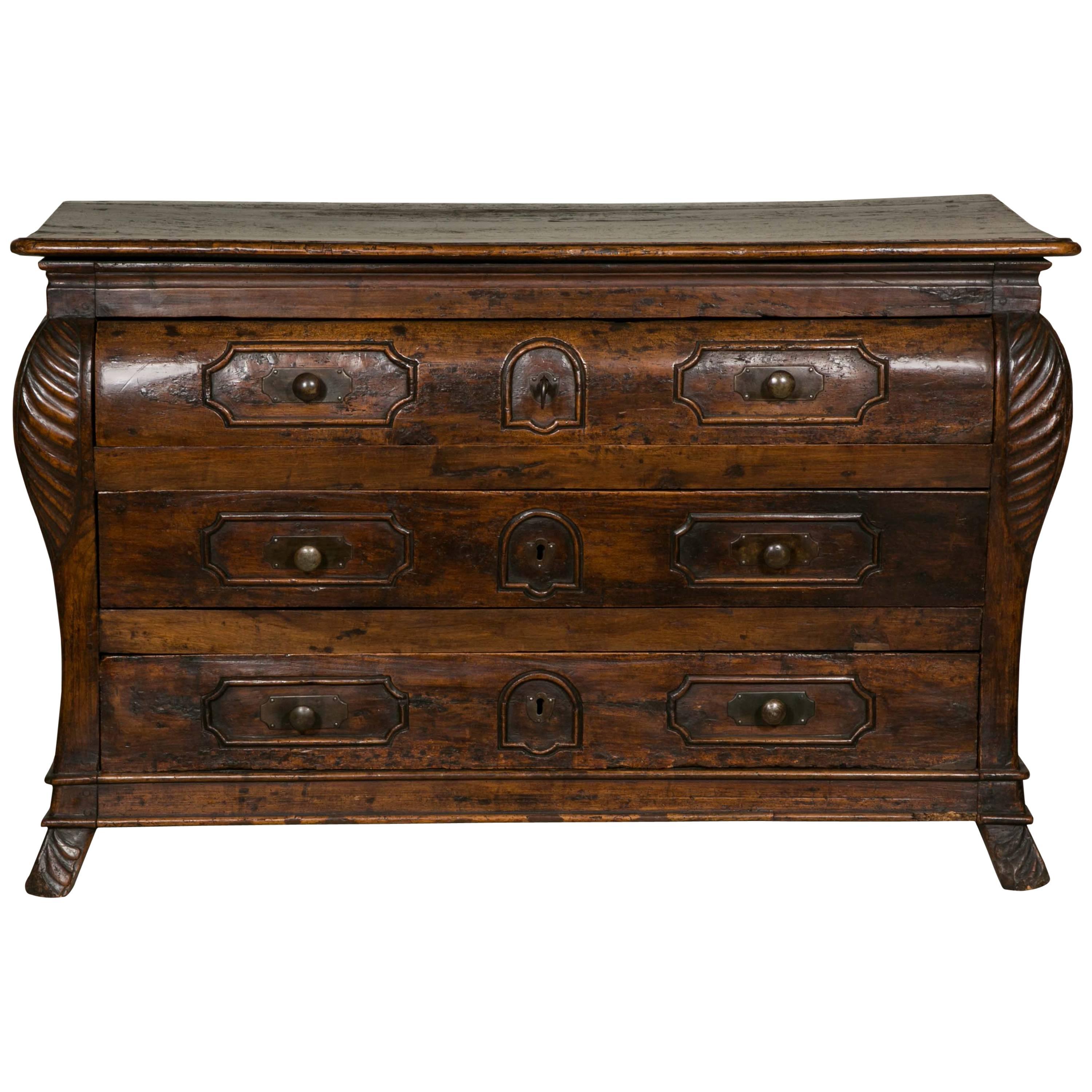 Fabulous Walnut Commode from the 18th Century, Continental, Period Louis XV