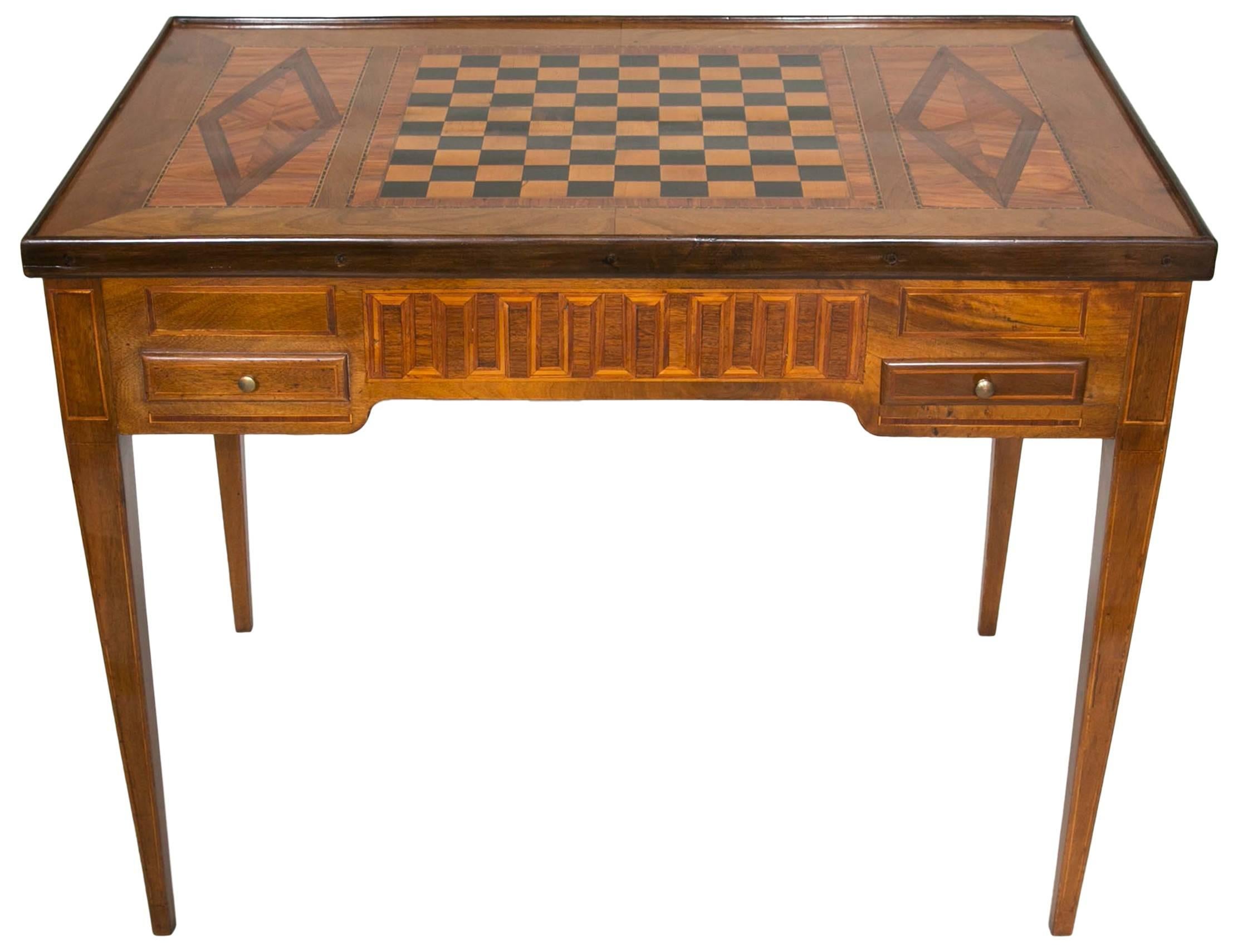 18th Century Games Table in Marquetry of Precious and Rare Woods