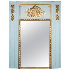 Important French Louis XV Style Blue and Gold Trumeau