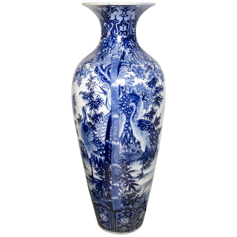 Japanese Blue And White Porcelain Floor Vase For Sale At 1stdibs