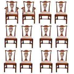 Set of 12 Chippendale Style Dining Chairs 1