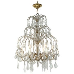 Italian Crystal Beaded Waterfall Chandelier